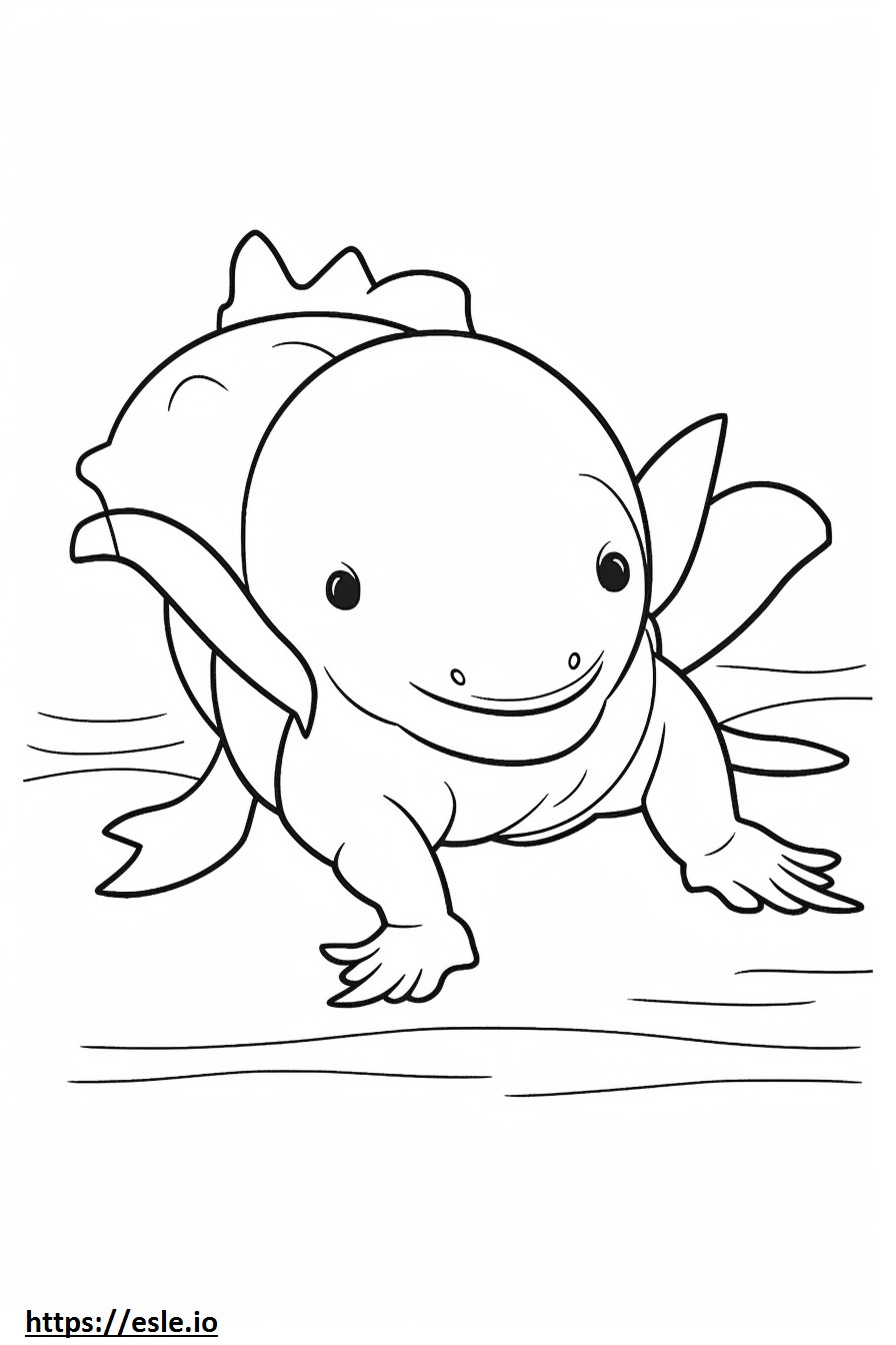 Axolotl Playing coloring page