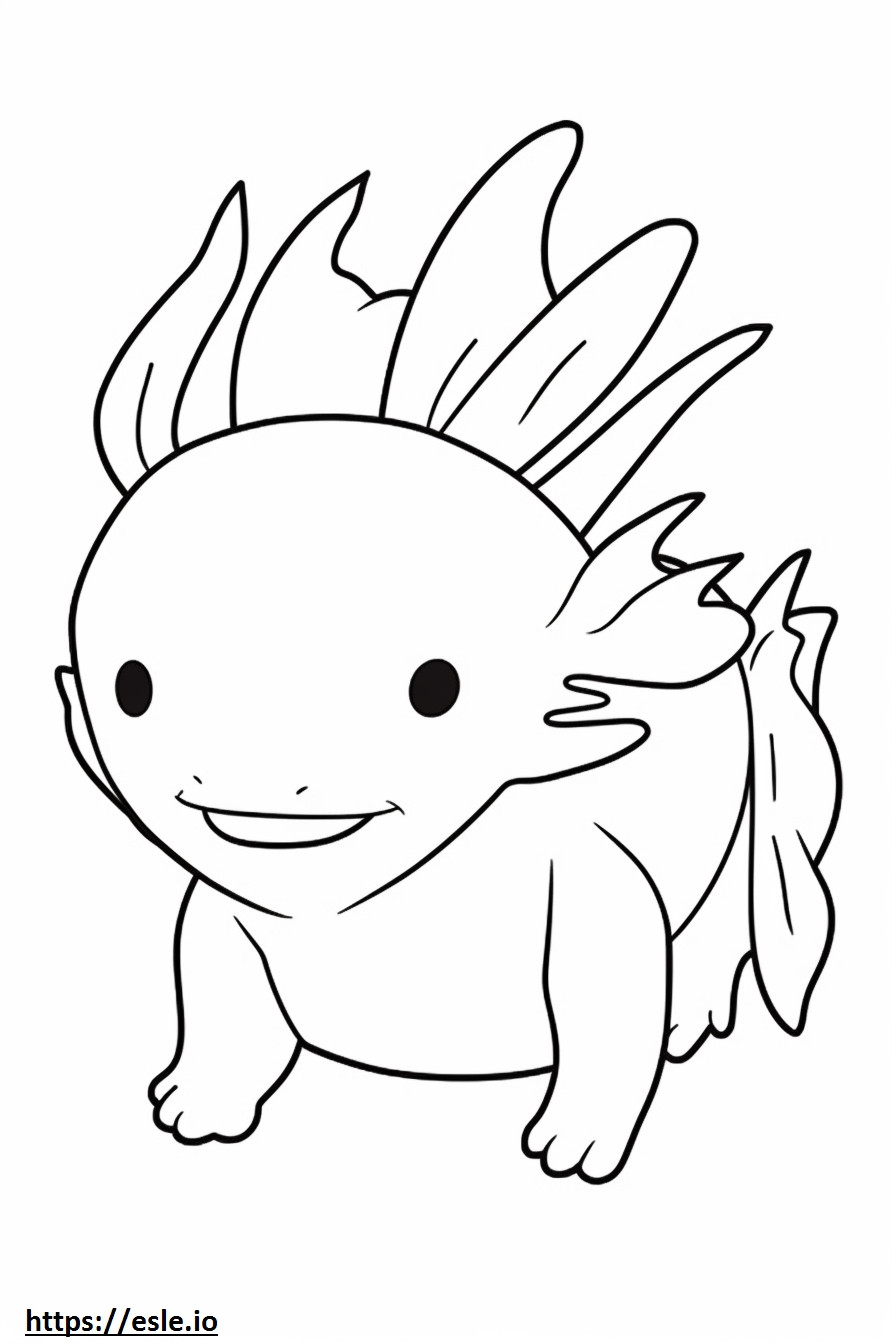 Axolotl Kawaii gambar mewarnai