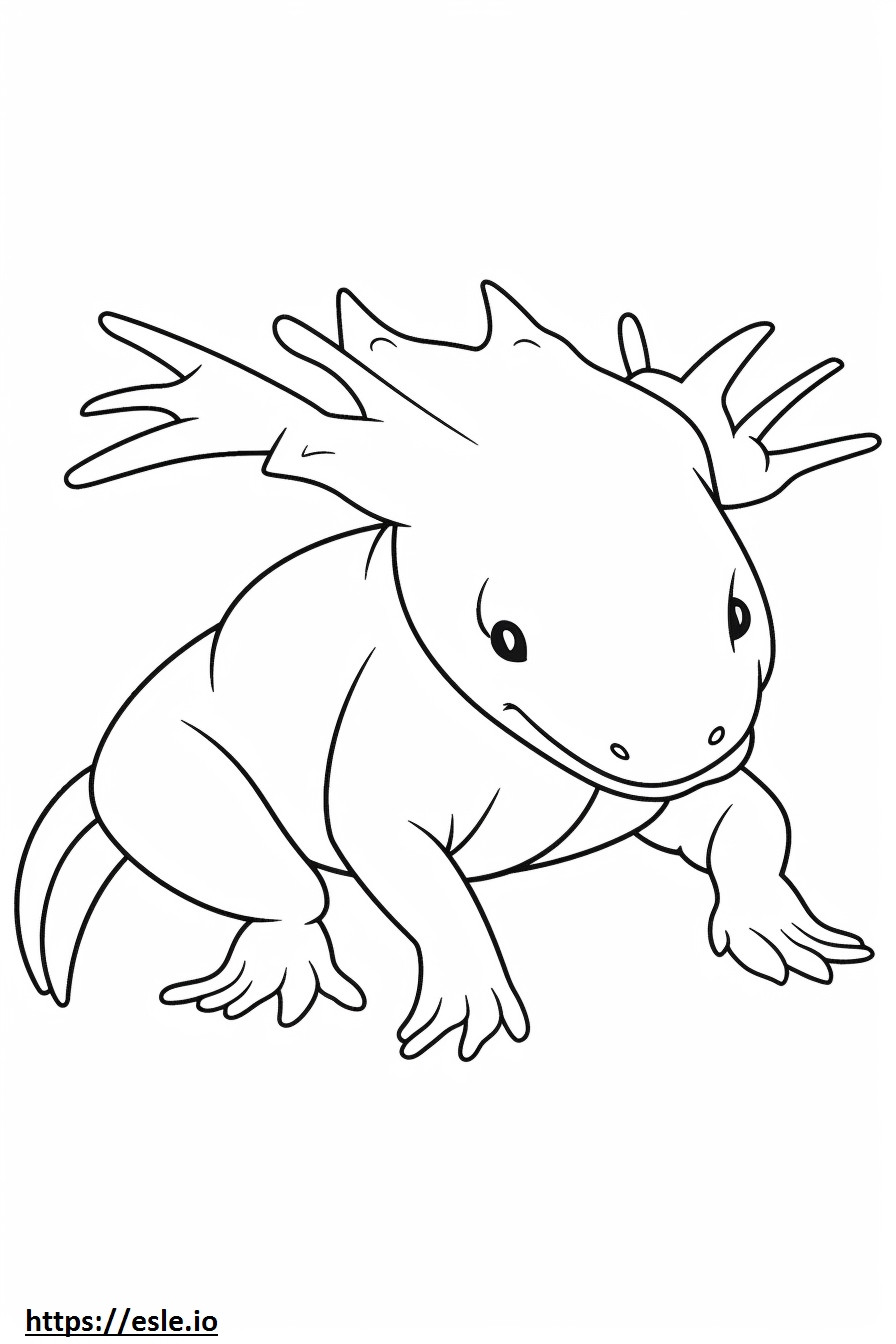 Axolotl pelaa värityskuva