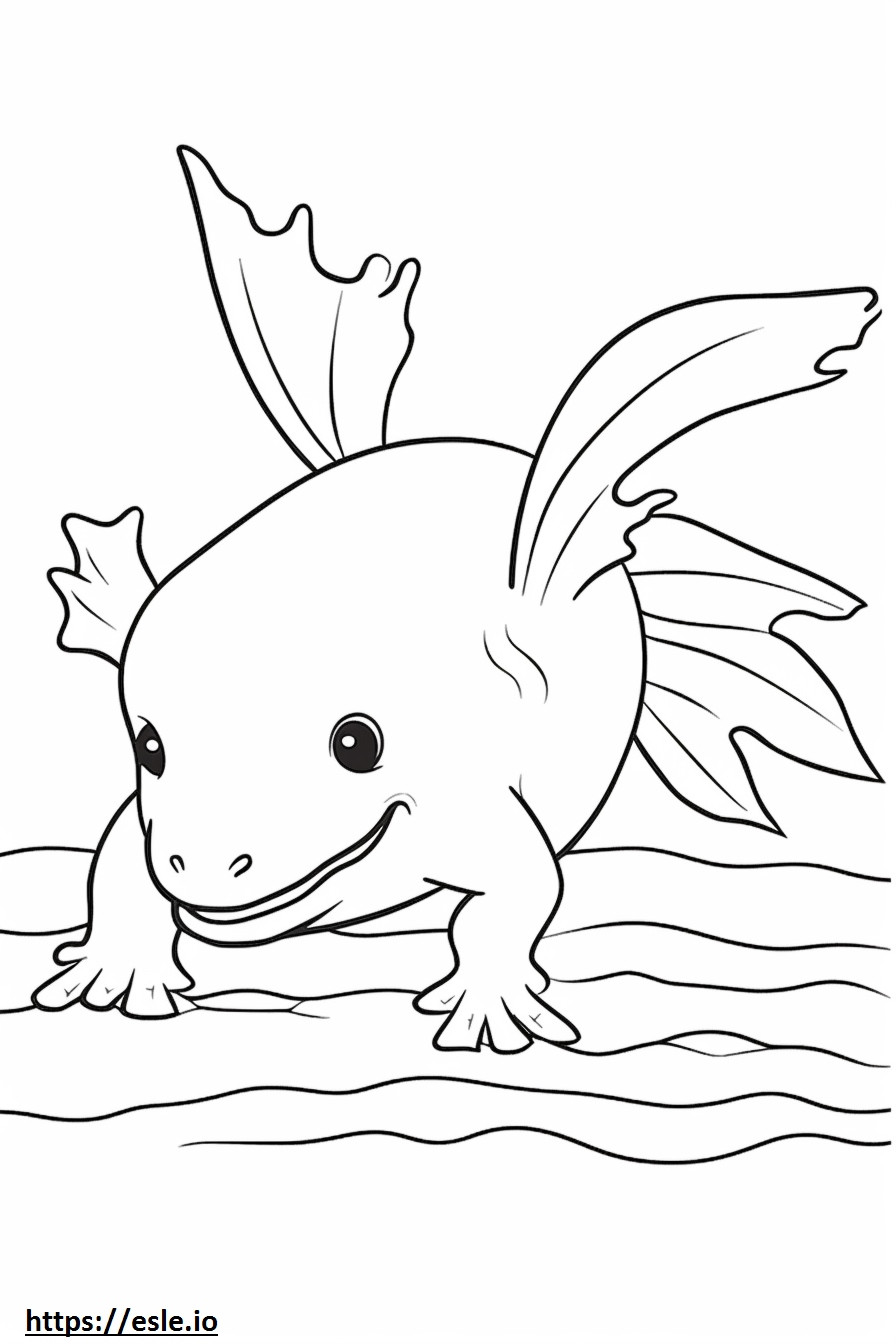 Coloriage Axolotl jouant à imprimer