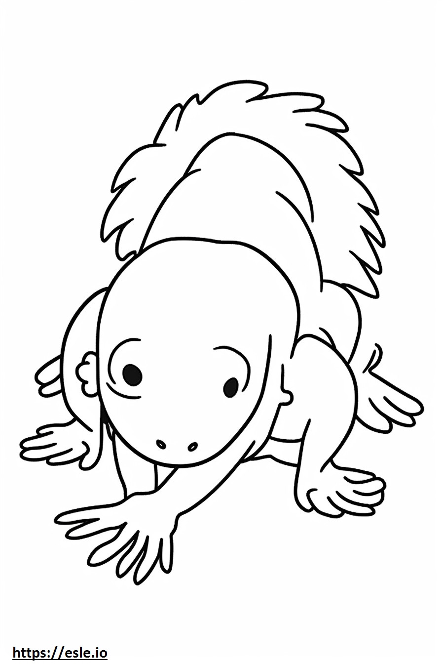 Axolotl ystävällinen värityskuva