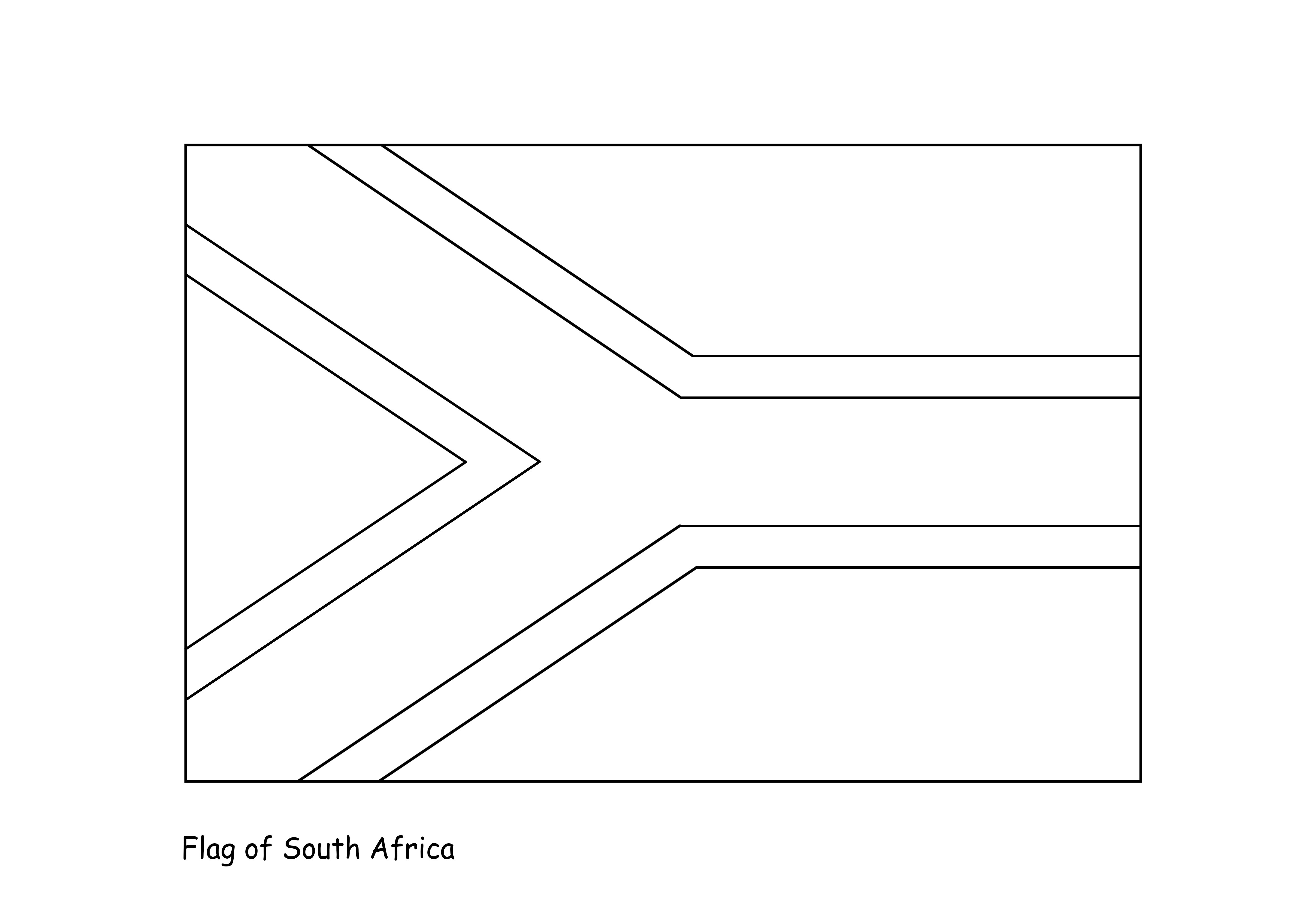 Flaga Republiki Południowej Afryki do wydrukowania i bez koloru