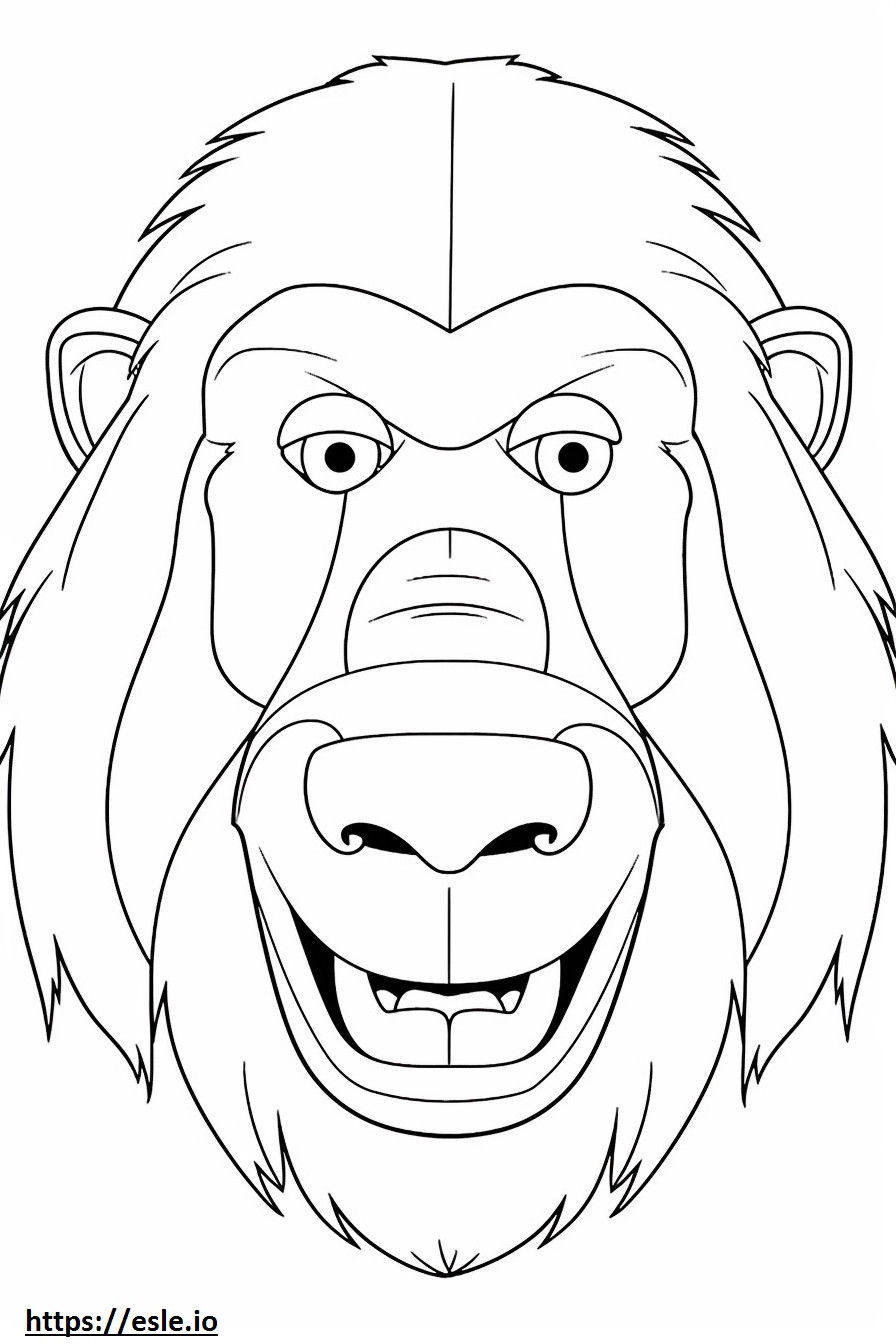 Baboon smile emoji coloring page