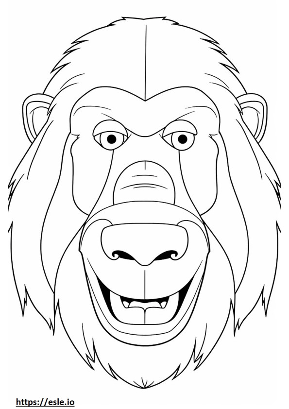 Coloriage Emoji souriant de babouin à imprimer