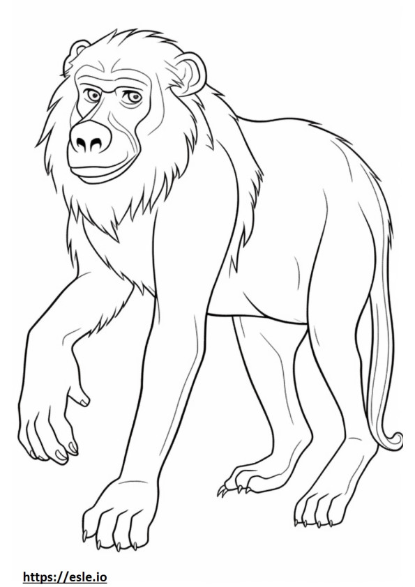 Baboon Playing coloring page