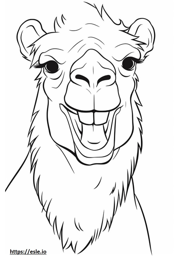 Emoji de sorriso de camelo bactriano para colorir