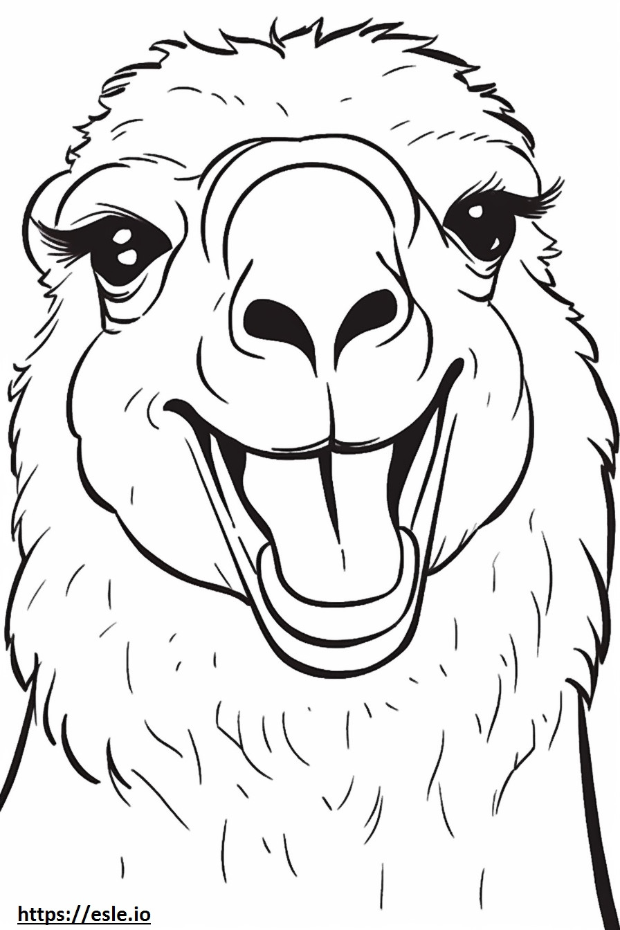 Emoji de sonrisa de camello bactriano para colorear e imprimir