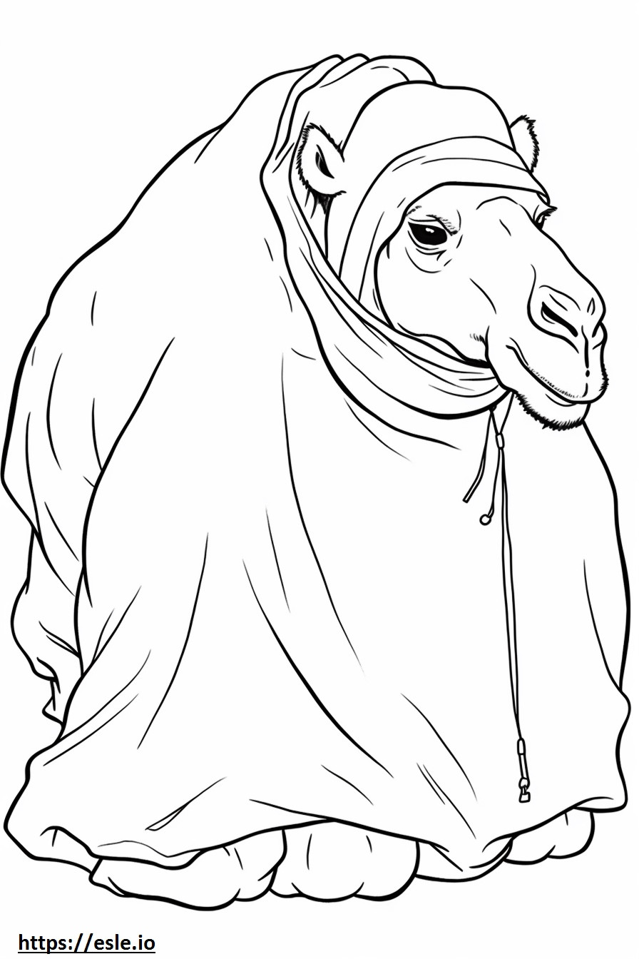 Camelo Bactriano dormindo para colorir