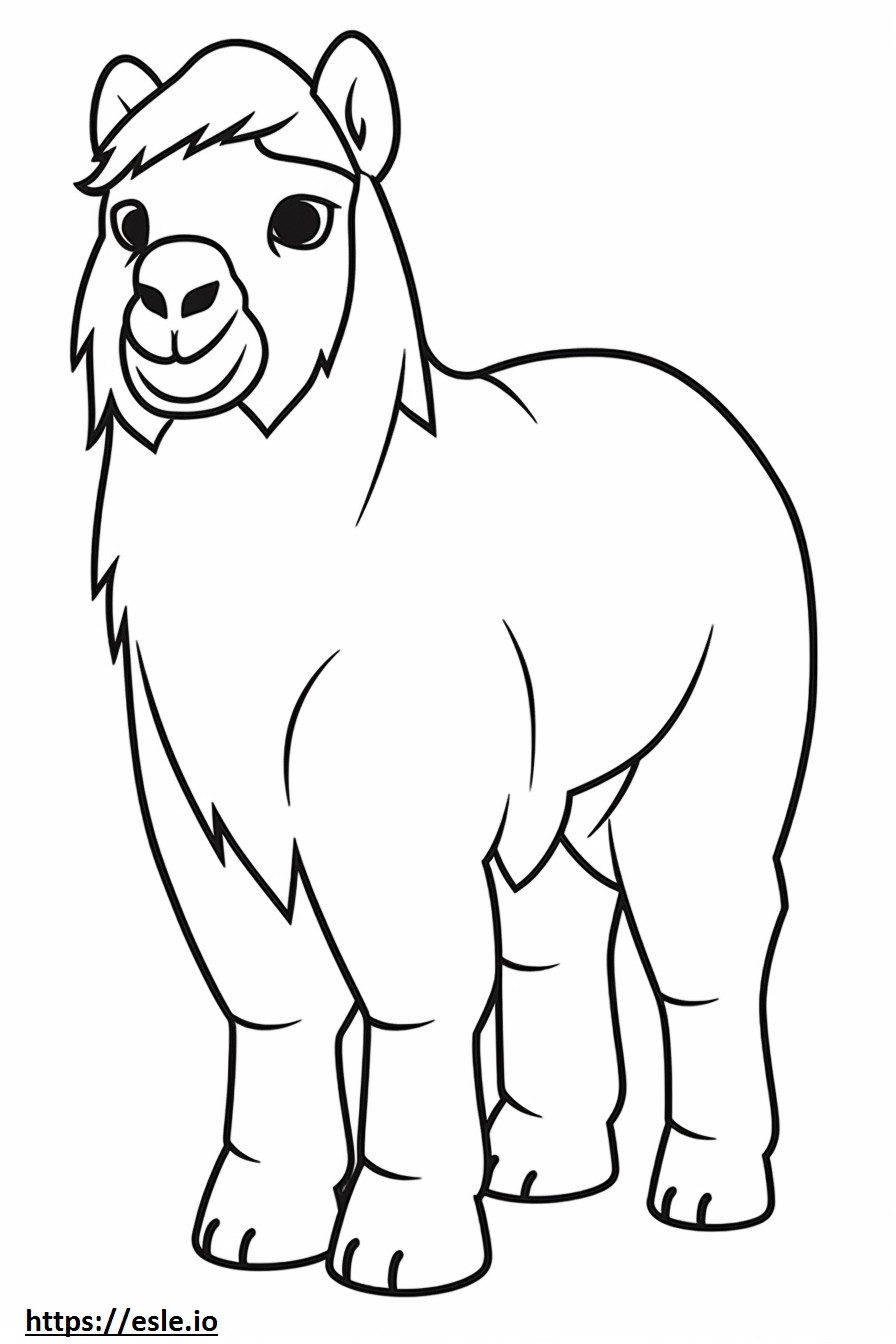 Camello Bactriano Kawaii para colorear e imprimir