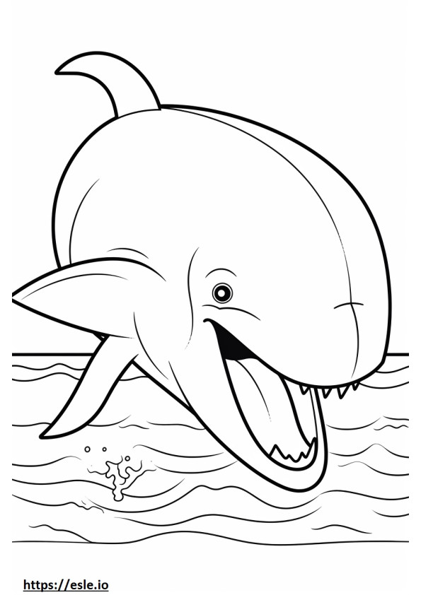 Emoji de sorriso de baleia de barbatana para colorir