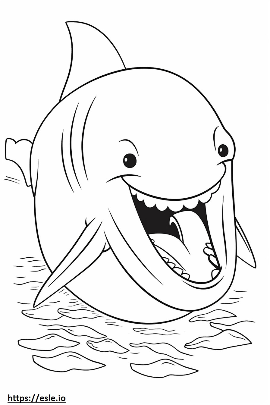 ヒゲクジラの笑顔の絵文字 ぬりえ - 塗り絵