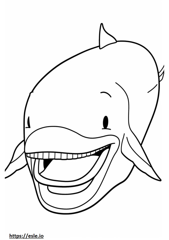 Emoji de sonrisa de ballena barbada para colorear e imprimir