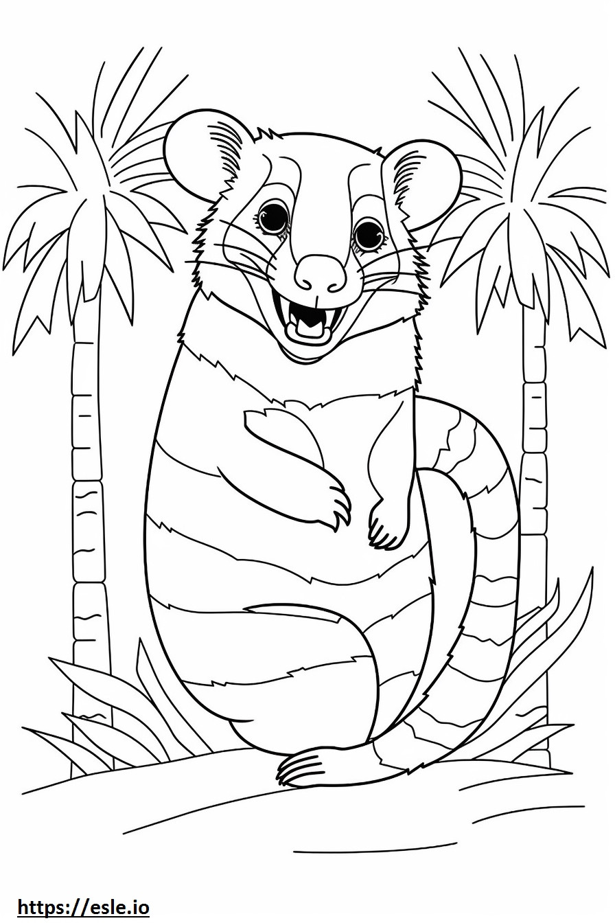 Emoji de sorriso de Palm Civet com faixas para colorir
