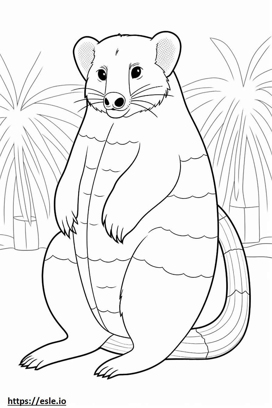 Şeritli Palmiye Misk Kedisi Kawaii boyama