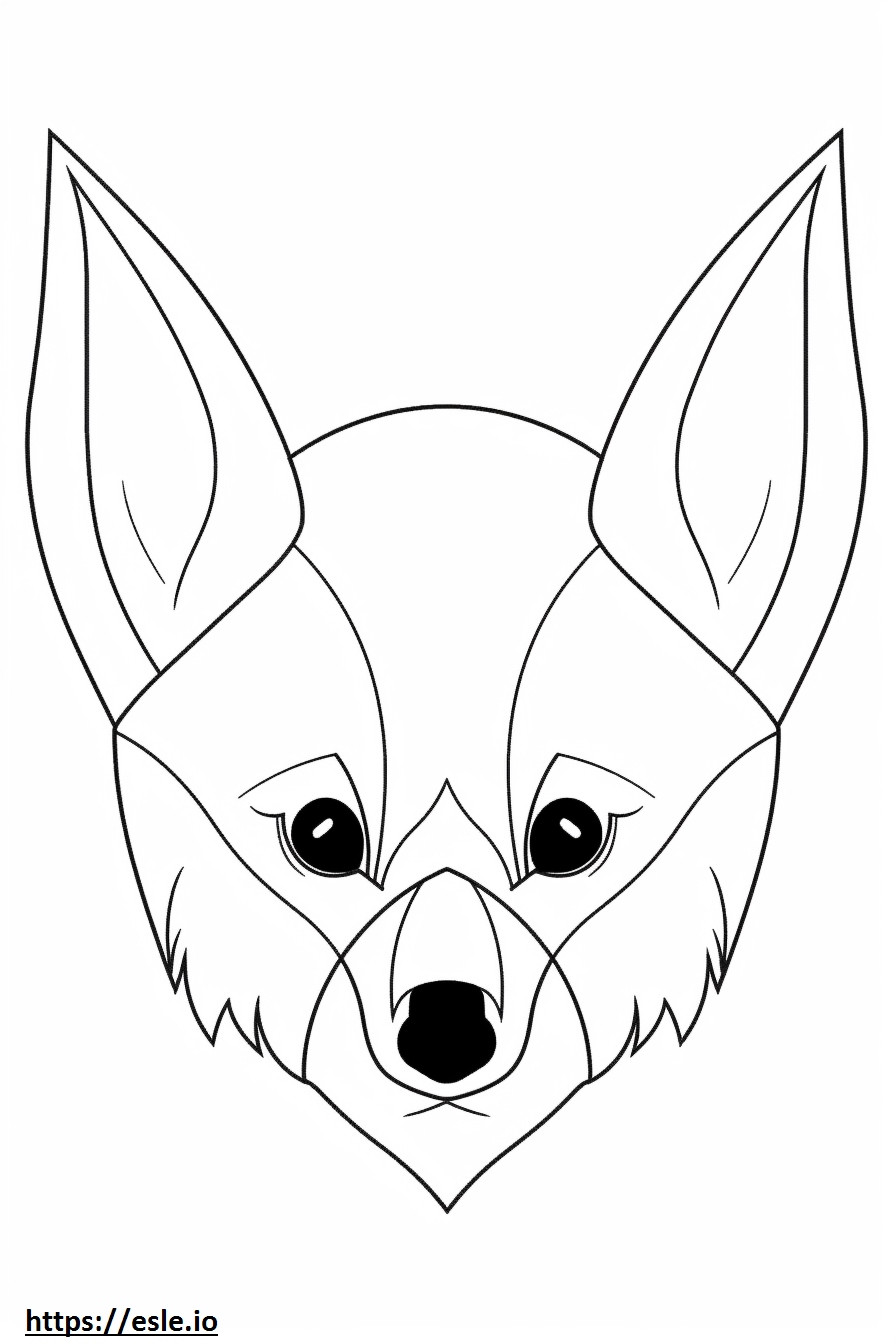 Gezicht van de Bat-Eared Fox kleurplaat kleurplaat