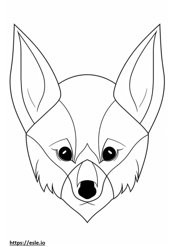 Față de vulpe cu urechi de liliac de colorat