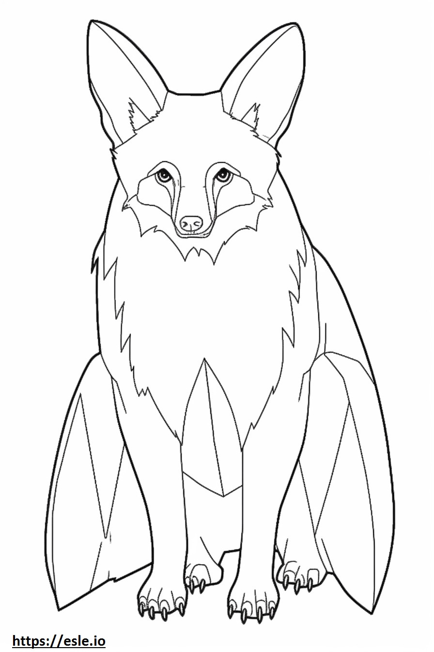 Bat-Eared Fox, volledig lichaam kleurplaat kleurplaat