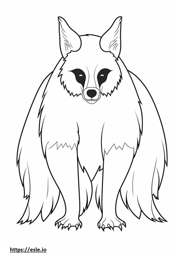 Bat-Eared Fox, volledig lichaam kleurplaat