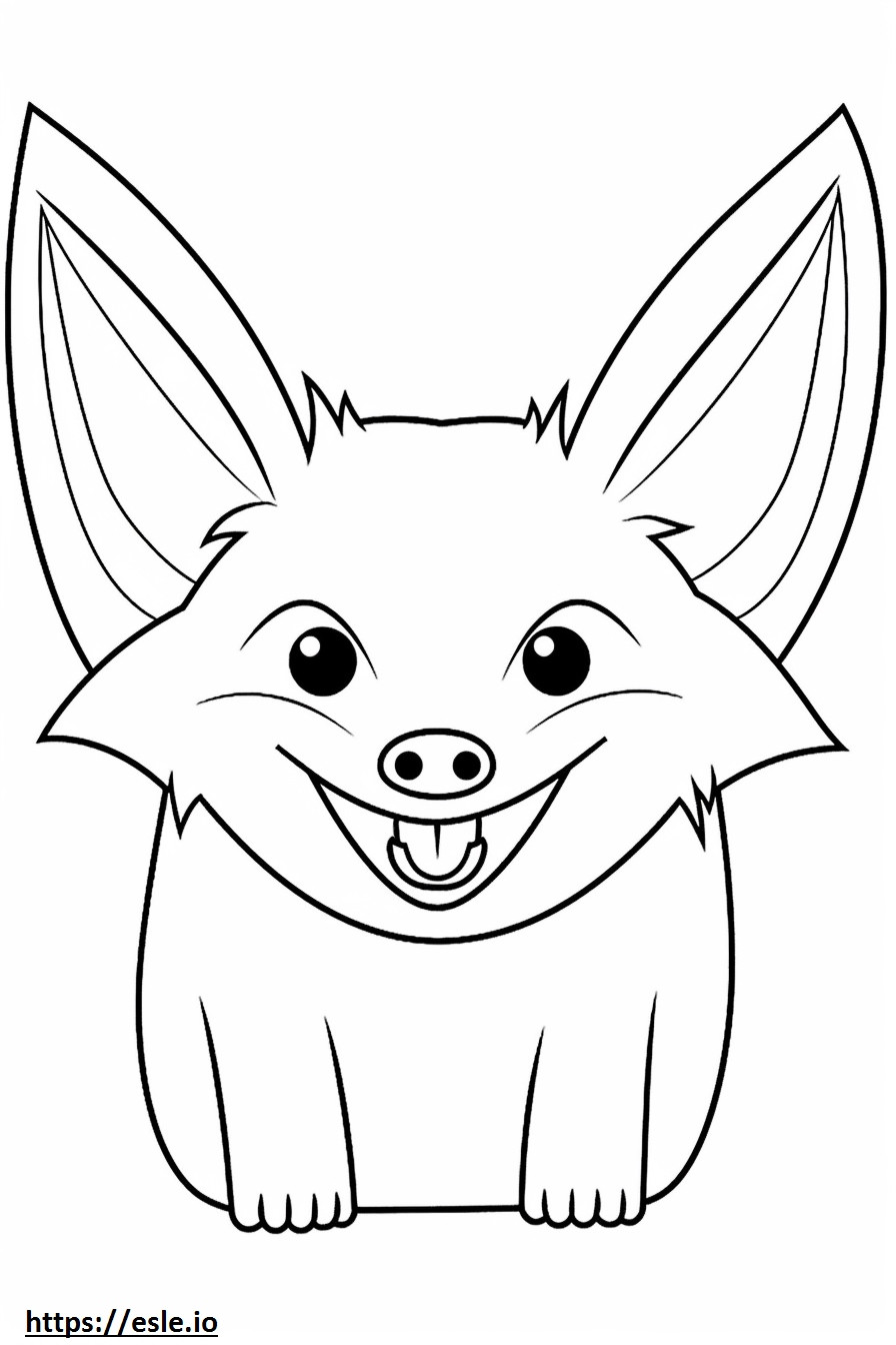 Bat-Eared Fox smile emoji coloring page