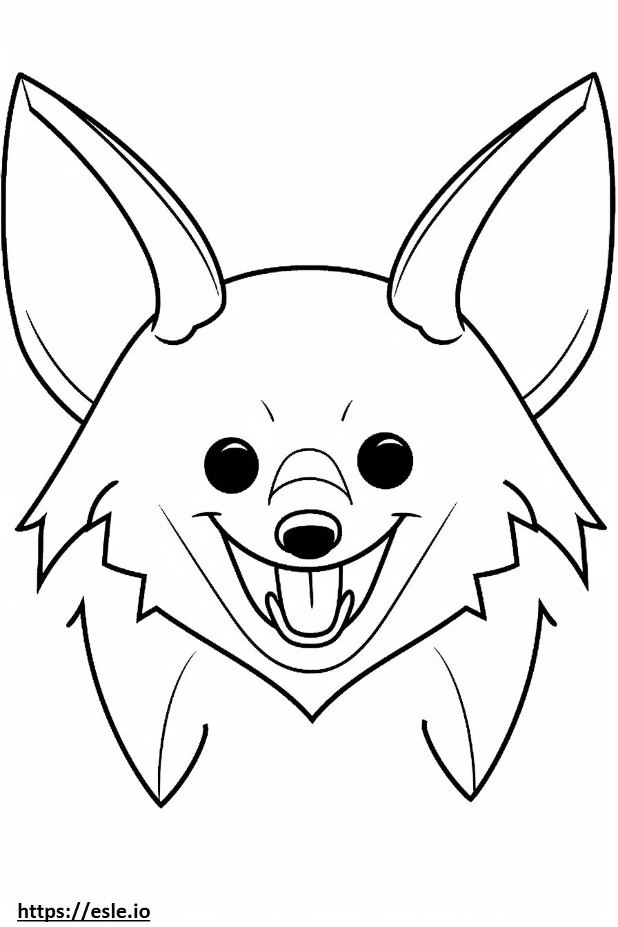 Emoji del sorriso della volpe dalle orecchie di pipistrello da colorare