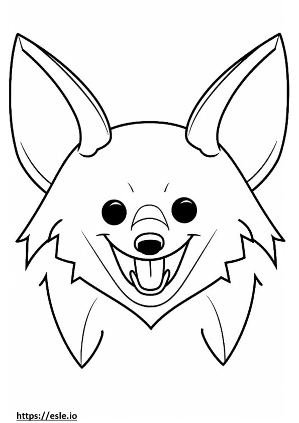 Emoji del sorriso della volpe dalle orecchie di pipistrello da colorare