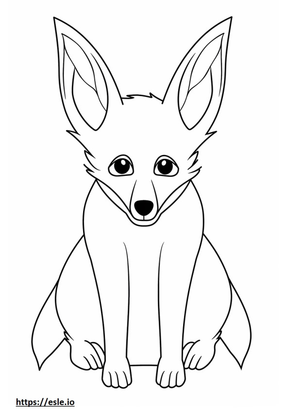 Coloriage Caricature de renard à oreilles de chauve-souris à imprimer