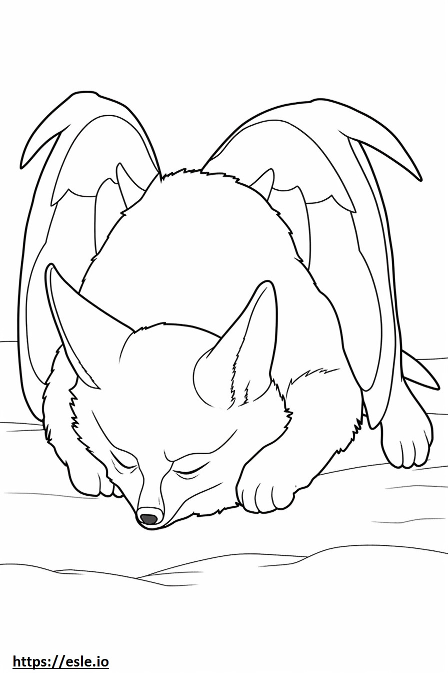 Denevérfülű róka alszik szinező