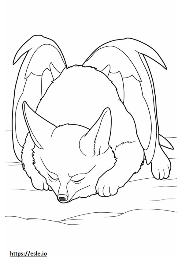 Denevérfülű róka alszik szinező