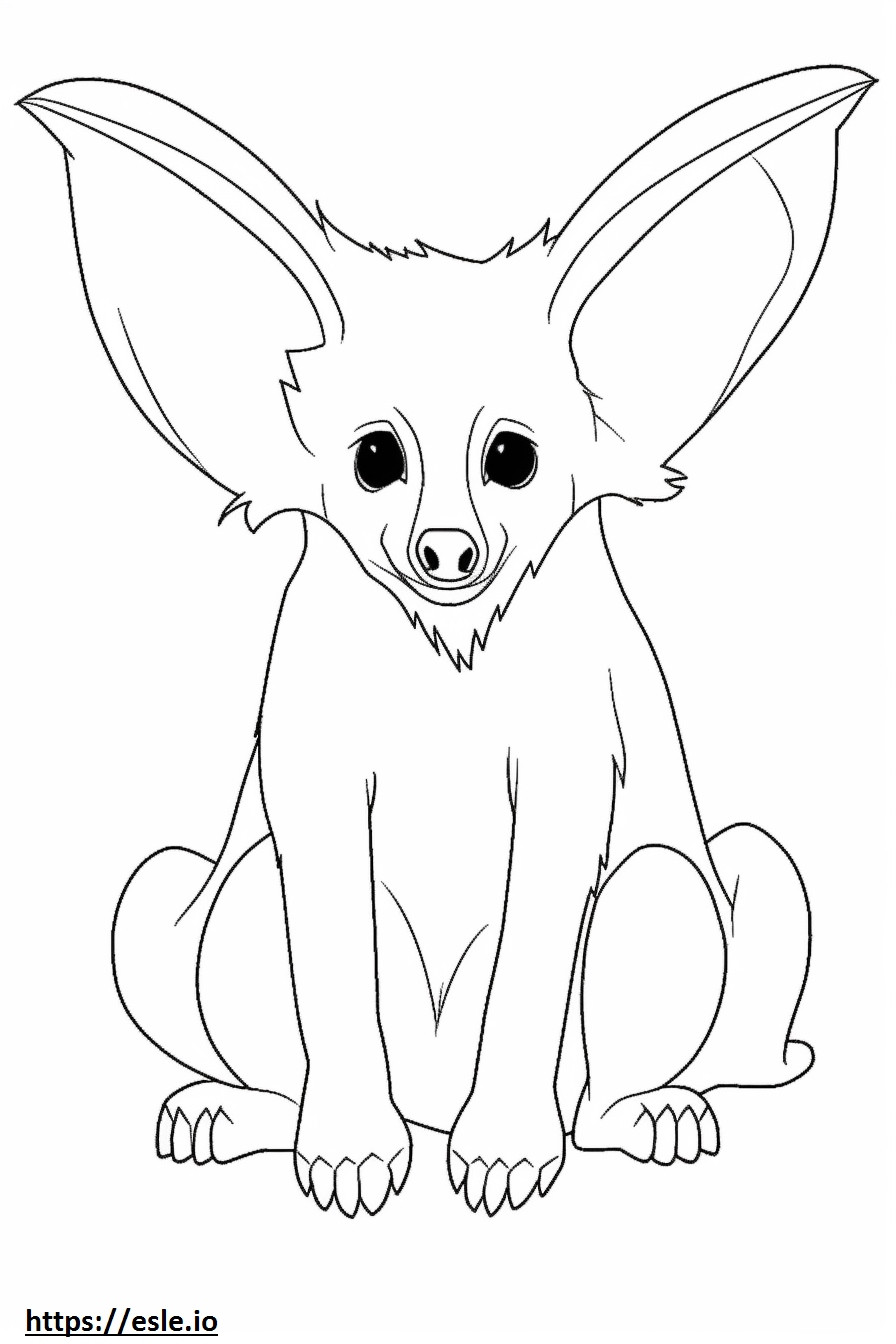 Bat-Eared Fox Playing coloring page
