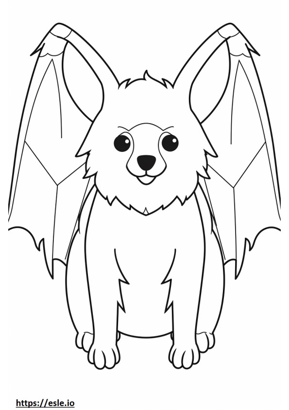 Zorro de orejas de murciélago Kawaii para colorear e imprimir