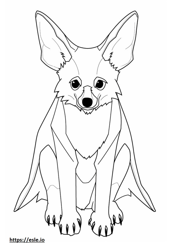Bat-Eared Fox leikkii värityskuva
