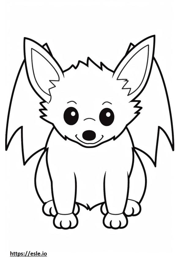 Zorro de orejas de murciélago Kawaii para colorear e imprimir