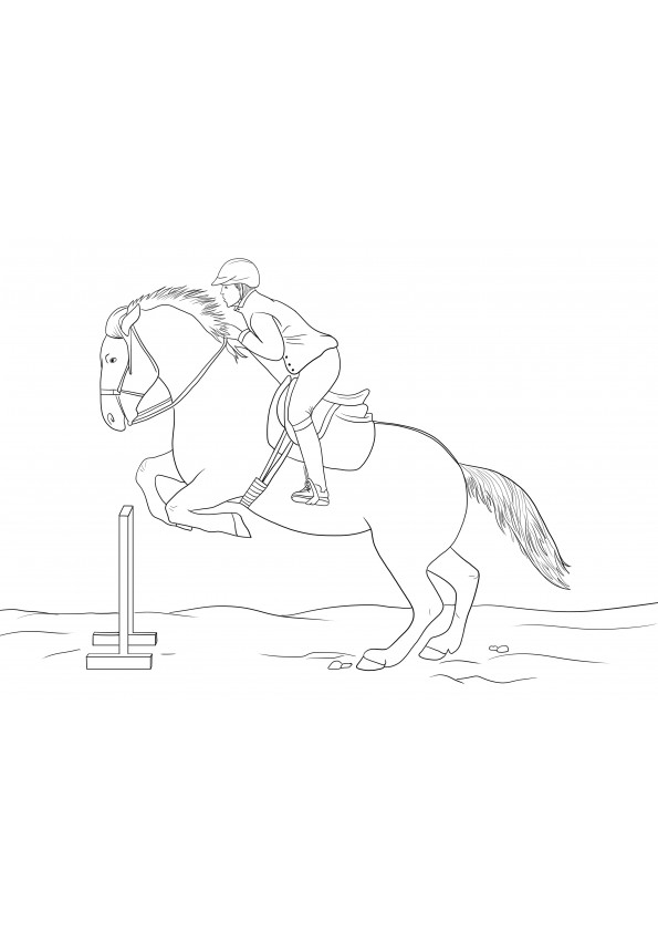 Springendes Pferd und der Reiter kostenlos zum Ausdrucken für Kinder