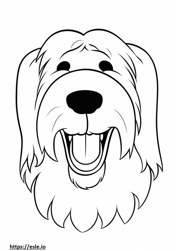 Emoji de sorriso de Collie barbudo para colorir