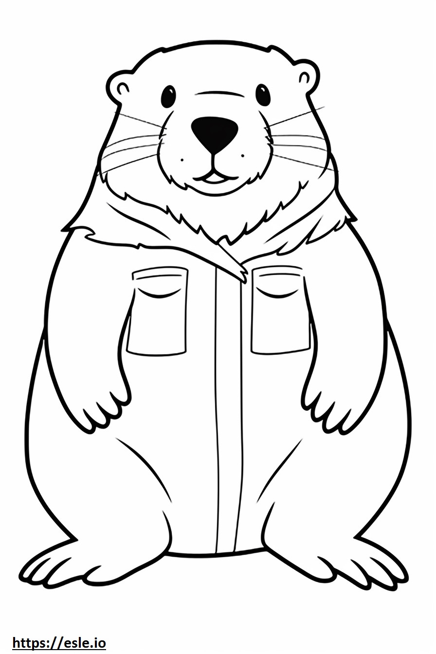 Beaver cute coloring page