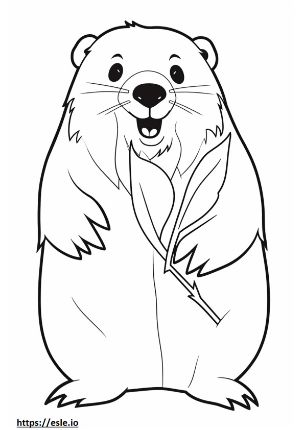 Beaver happy coloring page