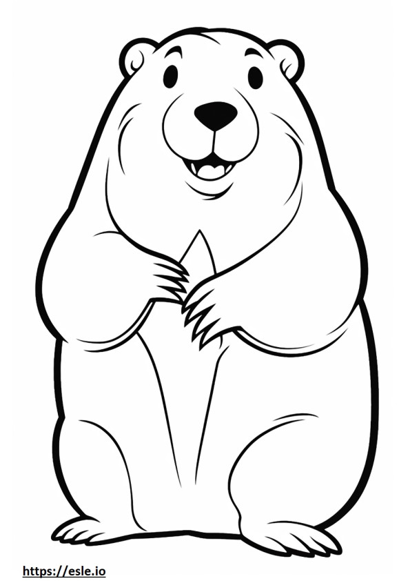 Beaver happy coloring page