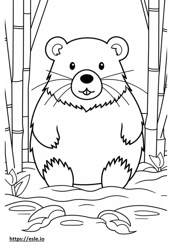 Beaver Kawaii coloring page