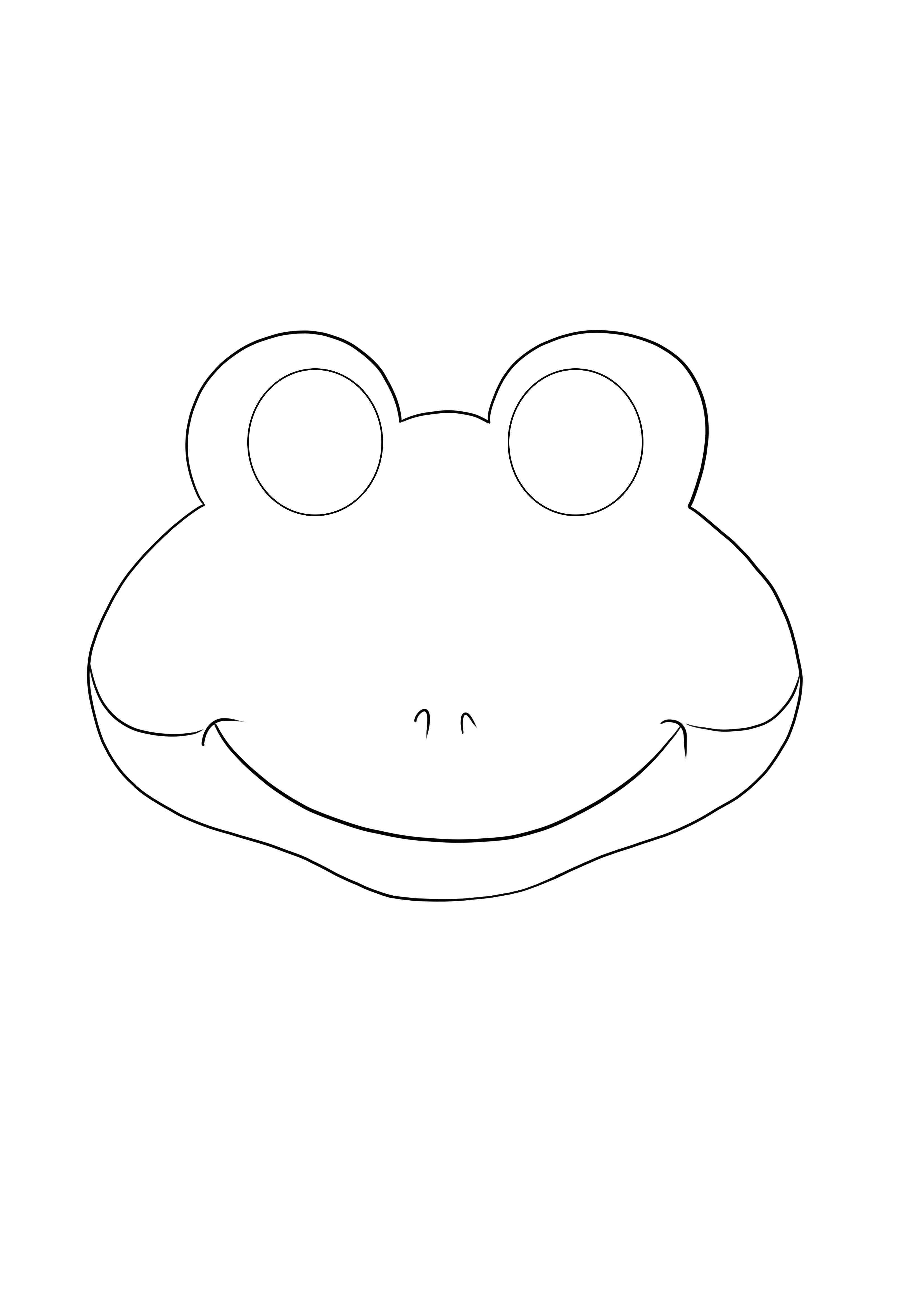 Einfache Froschmaske zum kostenlosen Ausmalen und Drucken für Kinder