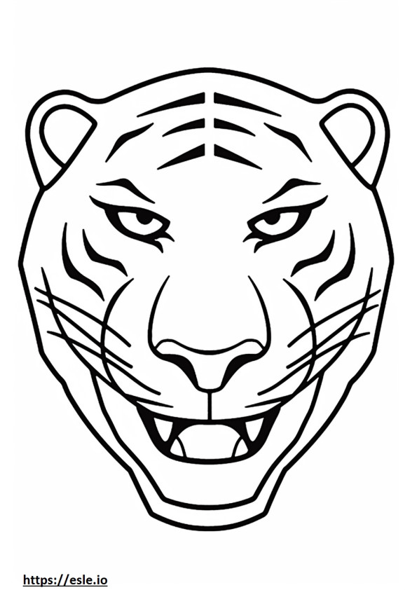 Coloriage Emoji sourire de tigre du Bengale à imprimer