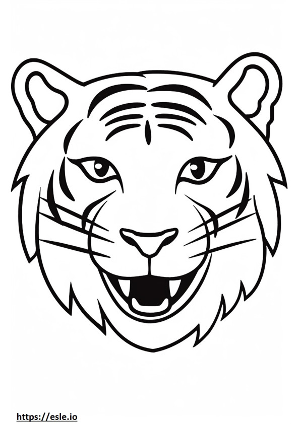 Bengalischer Tiger lächelt Emoji ausmalbild