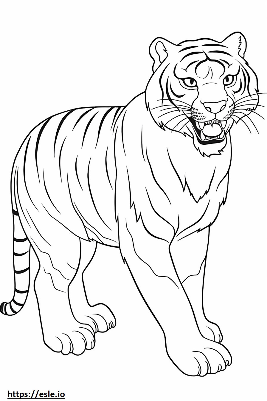 Bengal Tiger happy coloring page