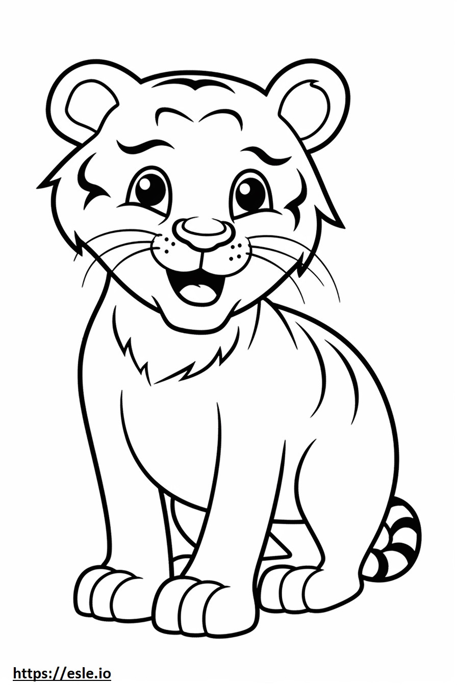 Tigre de Bengala Kawaii para colorir