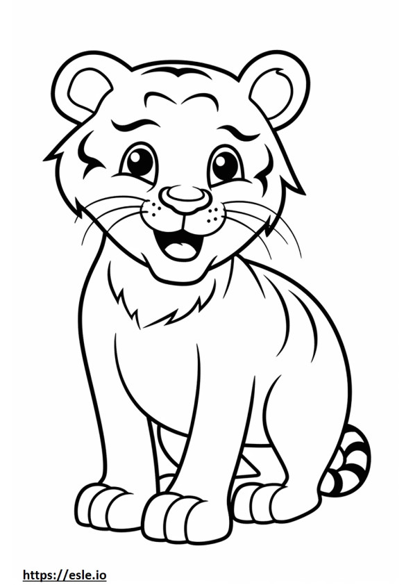 Tigre de Bengala Kawaii para colorear e imprimir
