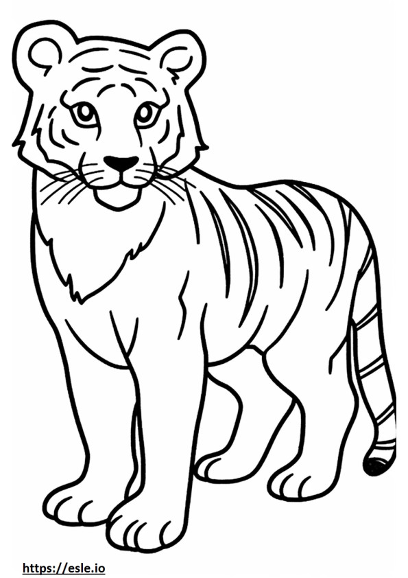 Bengaalse tijger Kawaii kleurplaat