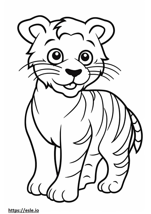 Tigre de Bengala Kawaii para colorear e imprimir