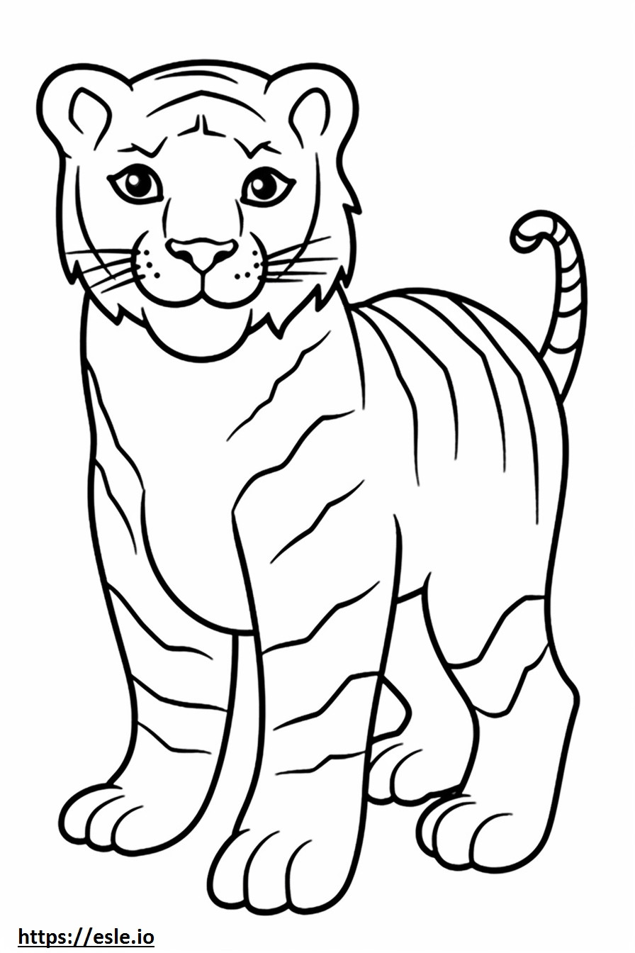 Coloriage Tigre du Bengale Kawaii à imprimer