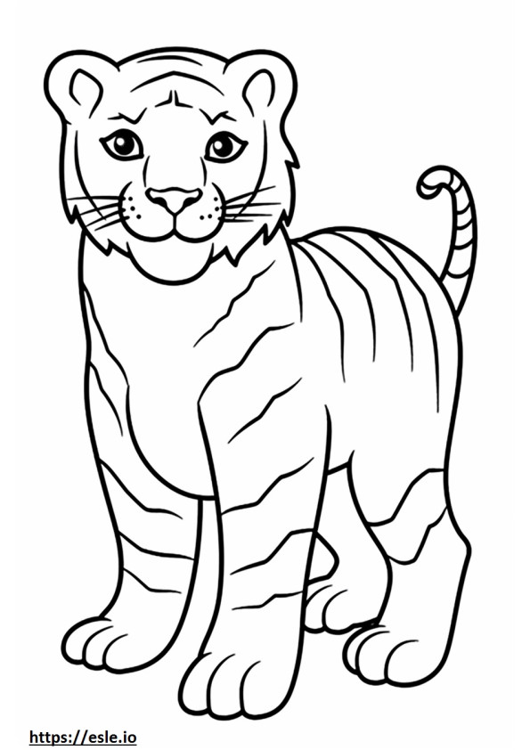 Tigrul Bengal Kawaii de colorat