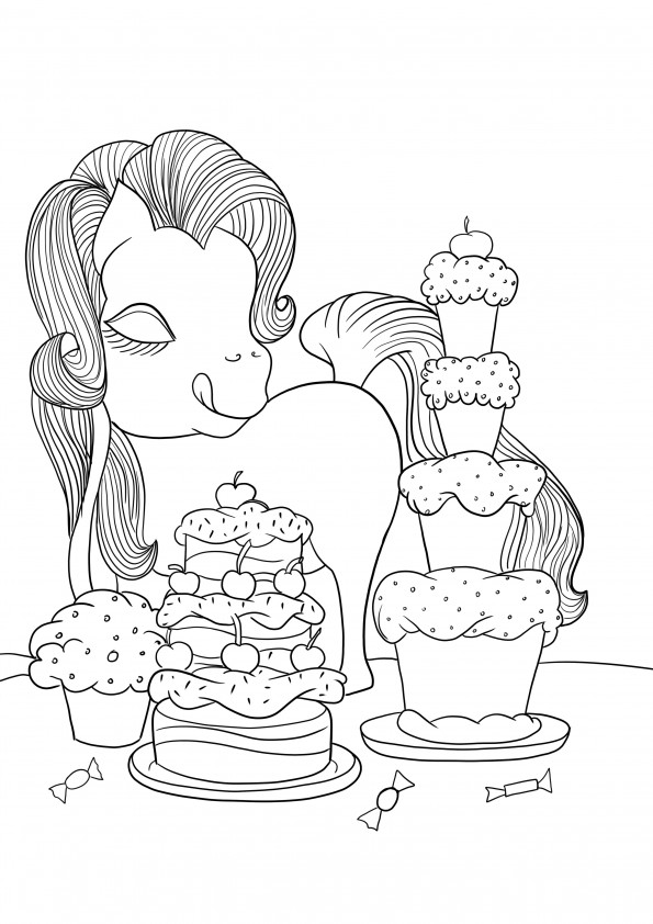 Little Pony likes sweets coloring image-for free downloading