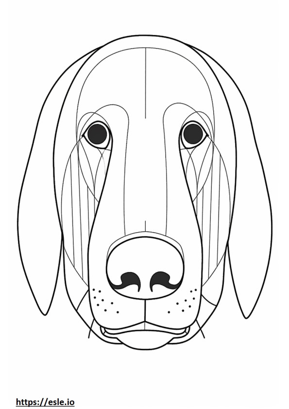 Cara de Coonhound negro y fuego para colorear e imprimir